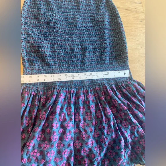 J. Crew Blue Smocked Bubble Midi Skirt - Picture 6 of 9